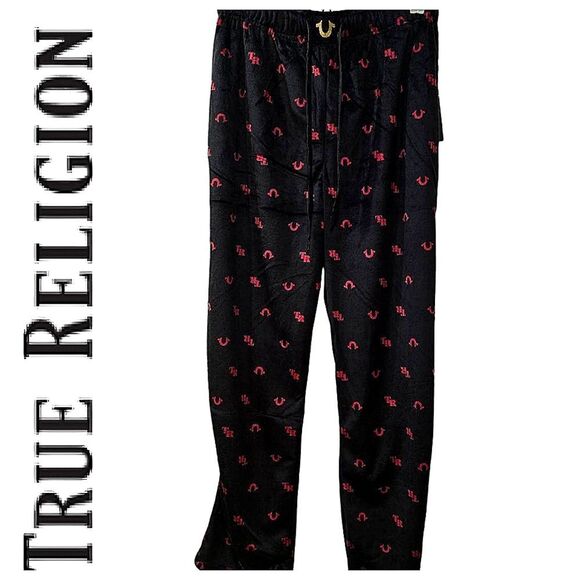 True Religion Horseshoe TR All Over Print Logo Lounge Pants - Picture 1 of 5